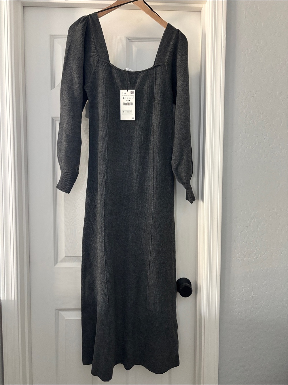 Zara Charcoal Gray Maxi Sweater Dress